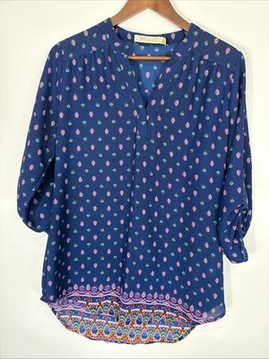 Liberty Love popover blouse Royal Blue Women s Size M