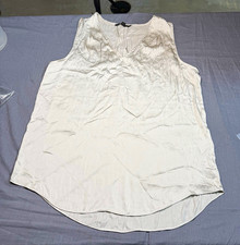 Banana Republic Women's Ivory Pleated V-Neck Sleeveless Tank Blouse Size M