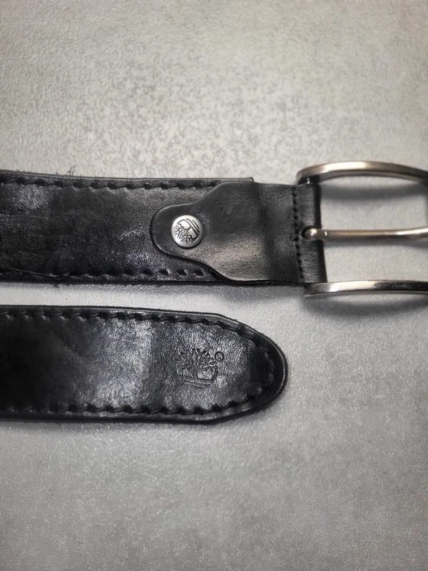 Ceinture Vintage Archive Cuir Noir Timberland 110 cm (C371) - Photo 3/4