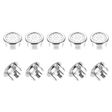 12Pack 30x16mm DxT Sink Overflow Cover Plastic Basin Trim Round Caps Silver