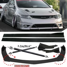 For Honda Civic Front Bumper Lip Spoiler Side Skirt Body Kit Glossy