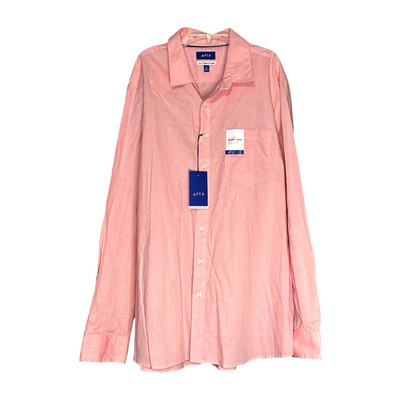 Apt 9 Mens XL Button Shirt Pink Smart Temp Stretch Check Stripe Dress Casual NWT