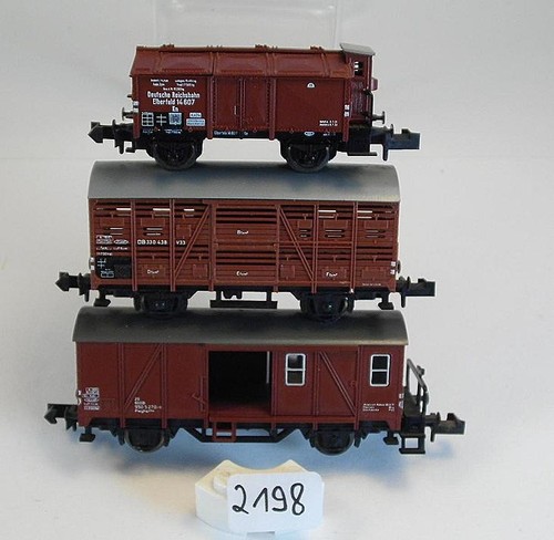 Minitrix Spur N 1/160 Güterlwagen-Set 2-achsig der DB/DR #2198 | Zustand: Gebraucht