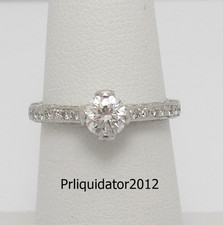 Vintage 1CT Natural Round Diamond Anniversary Wedding Ring 14K White Gold Band