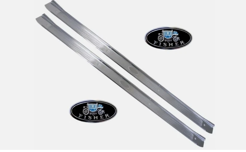 1968-1972 Chevrolet Chevelle Door Sill Scuff Plates Pair RH+LH Fisher Decals - Image 2 of 4