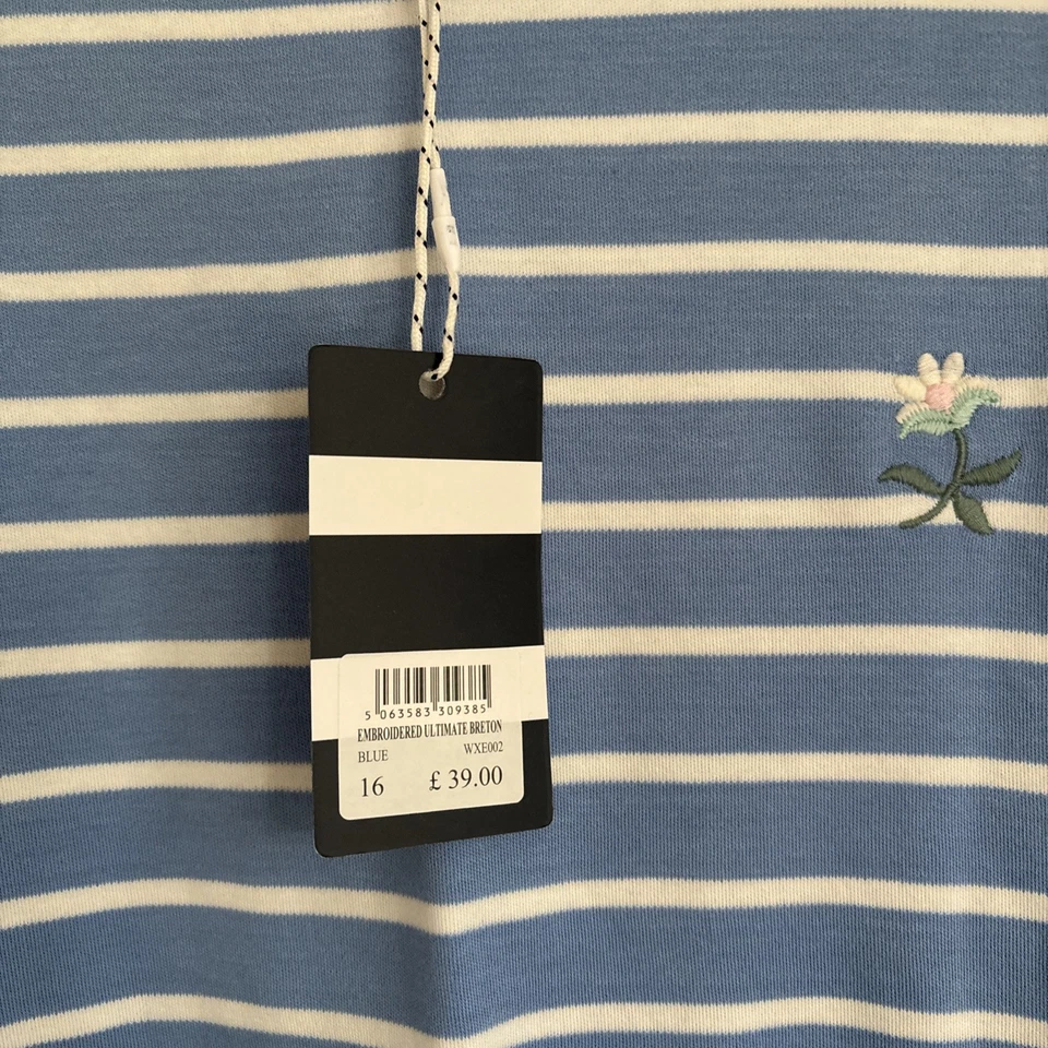 Women’s Crew Clothing~Ultimate Breton Top Blue & White Stripe~Size 16 Brand New - Image 3 of 4