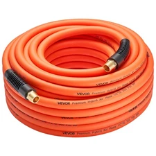 VEVOR Air Hose 1/2"x100ft Hybrid Air Hose with 1/2 inch Solid Brass Male Fitting