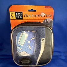 Vintage Case Logic DMY1 Nylon CD Player Fitted Case Blue Zipper Headphone Jack