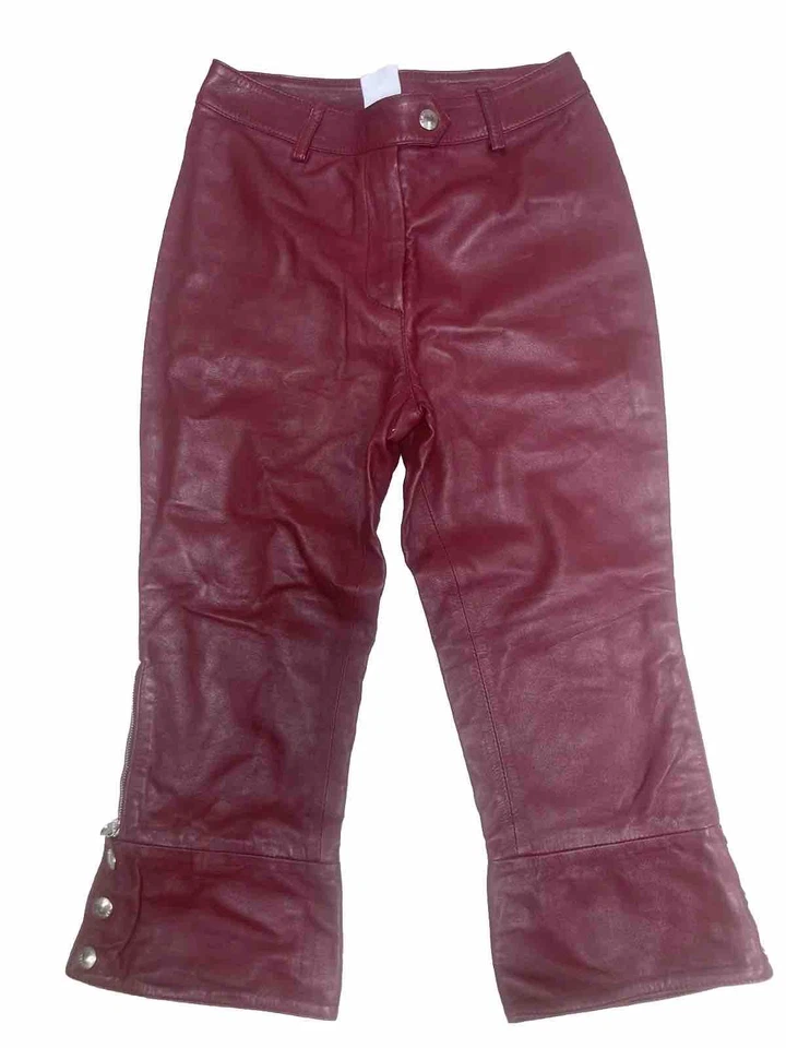 Pantalón capri vintage años 2000 Dolce Gabana cuero rojo talla pequeña