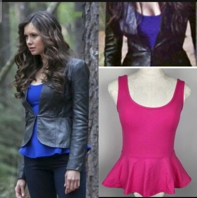 As Seen On Katherine Pierce Alternative Color Pink Bebe Peplum Top Size XS Y2K
