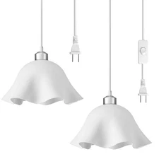 Plug in Pendant Light, 2 Pack Hanging Lights with Plug in Cord, Hanging Lamp Wit