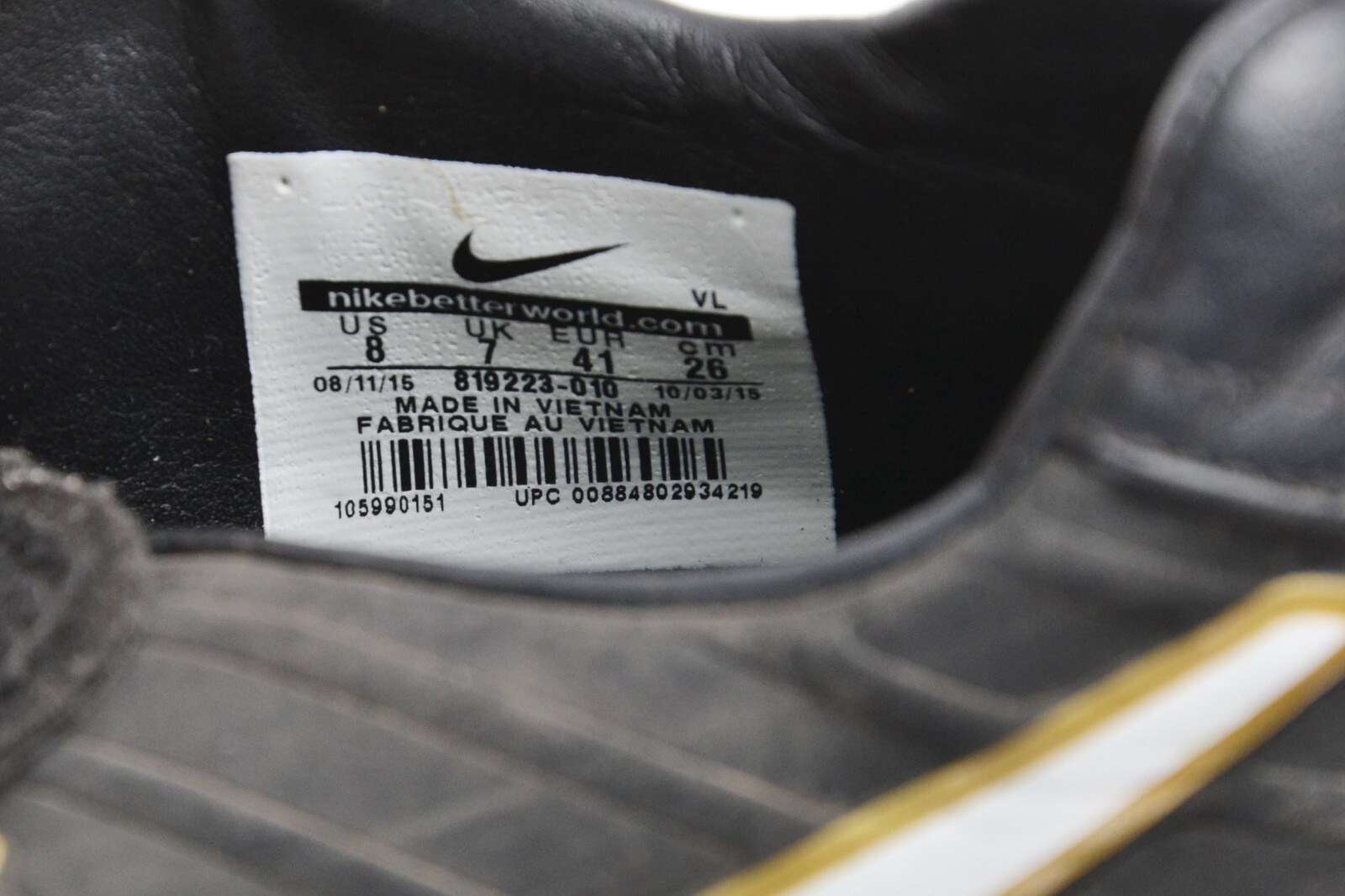 NIKE TIEMPO RIO III FG FOOTBALL BOOTS 819223-010 2015 SIZE UK 7 MEN thumbnail 7