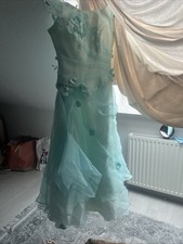 Damen Abendkleid Abiye Gr S Grün Türkis Corsage Rock Top Zustand Mädchen Kleid