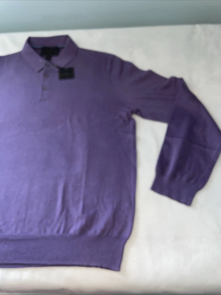 Suéter Jos A Bank Reserve Para Hombre XL Algodón Seda Cuello Tejido Fino Púrpura Foto 2 de 4