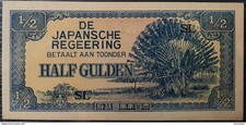 IM Netherlands Indies Japanese Occ. WWII 1/2 Gulden Banknote 1942 UNC