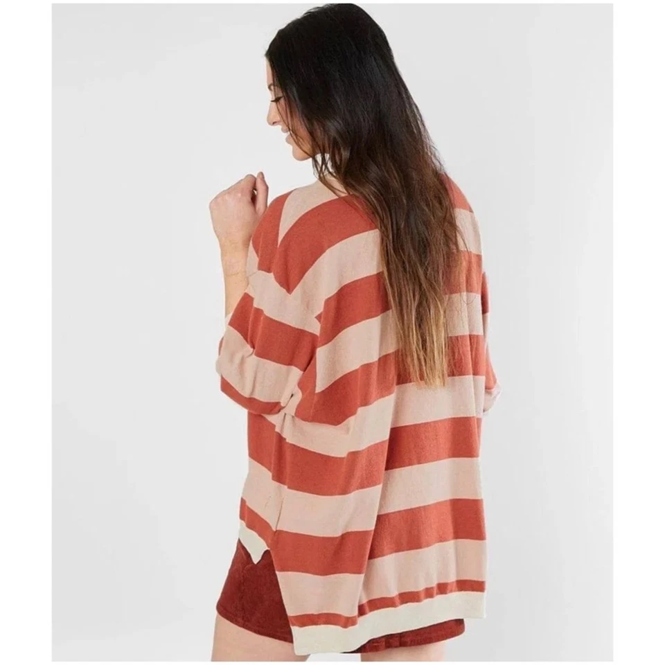 Top Free People para mujer talla M/L rosa surf en tus rayas alto bajo de gran tamaño Foto 2 de 4