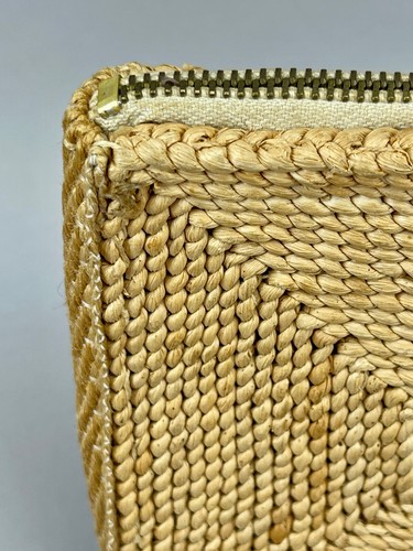 Vintage 1960s Italian Handcrafted Clutch Twisted Natural Fiber Geometric Design - Picture 4 of 12