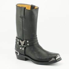 New Grinders Eagle Hi Black Unisex Leather Boot Cowboy Western Bikers High Boots