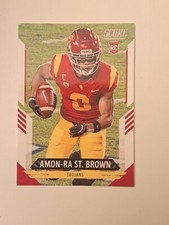2021 Score Football #330 Amon-Ra St. Brown Rookie Card RC In Toploader 