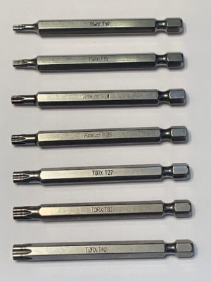 PICQUIC - TRU TORX Hex Bits - 7 Bits - 1/4''- 3'' long, for the TRU TORX Driver