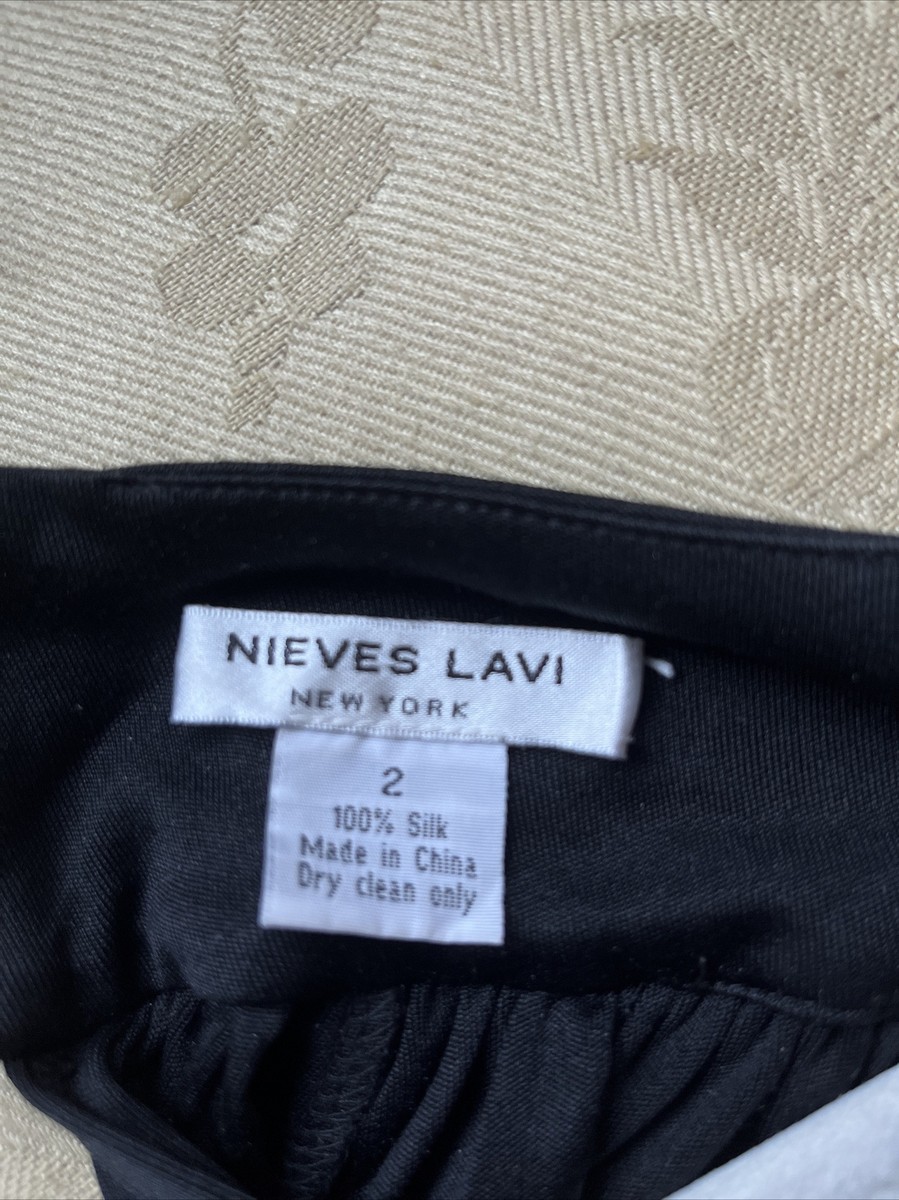 Nieves Lavi dress Silk Black Long Sleeve Mock Turtle Neck Size Short  Travel Bg