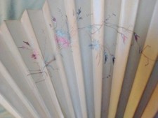 Antique Hand Painted Silk Fan with Pierced Guards and Sticks