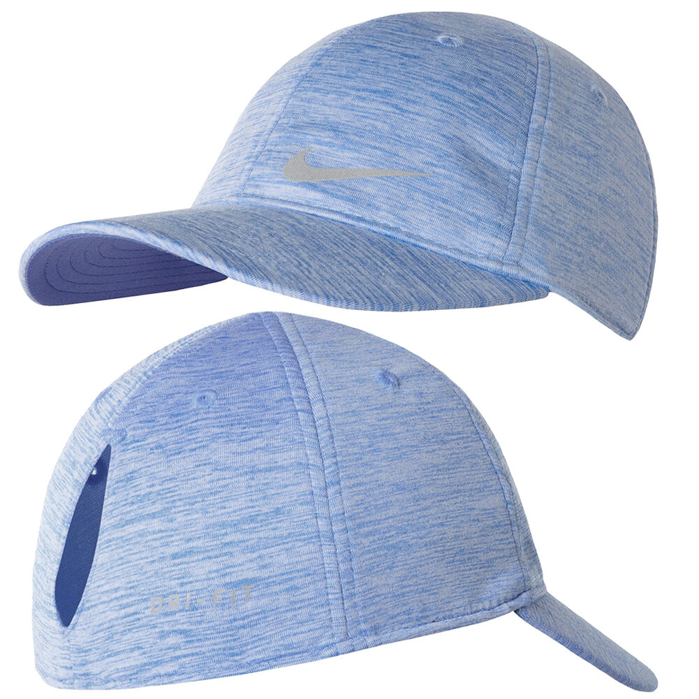 Nike Girls 4-6X Featherlite Dri-Fit Swoosh Ponytail Holder Slit Stretch Cap  Hat