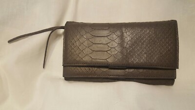 Mango Dark Purple Faux Snakeskin Leather Wallet