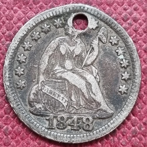 1848 Seated Liberty Half Dime 5c Better Grade VF Details #80262