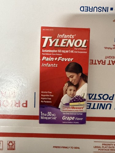 Lot Of 4 Infants' Tylenol Acetaminophen 160mg Grape Oral Suspension 1floz BNIB - 第 3/4 張圖片