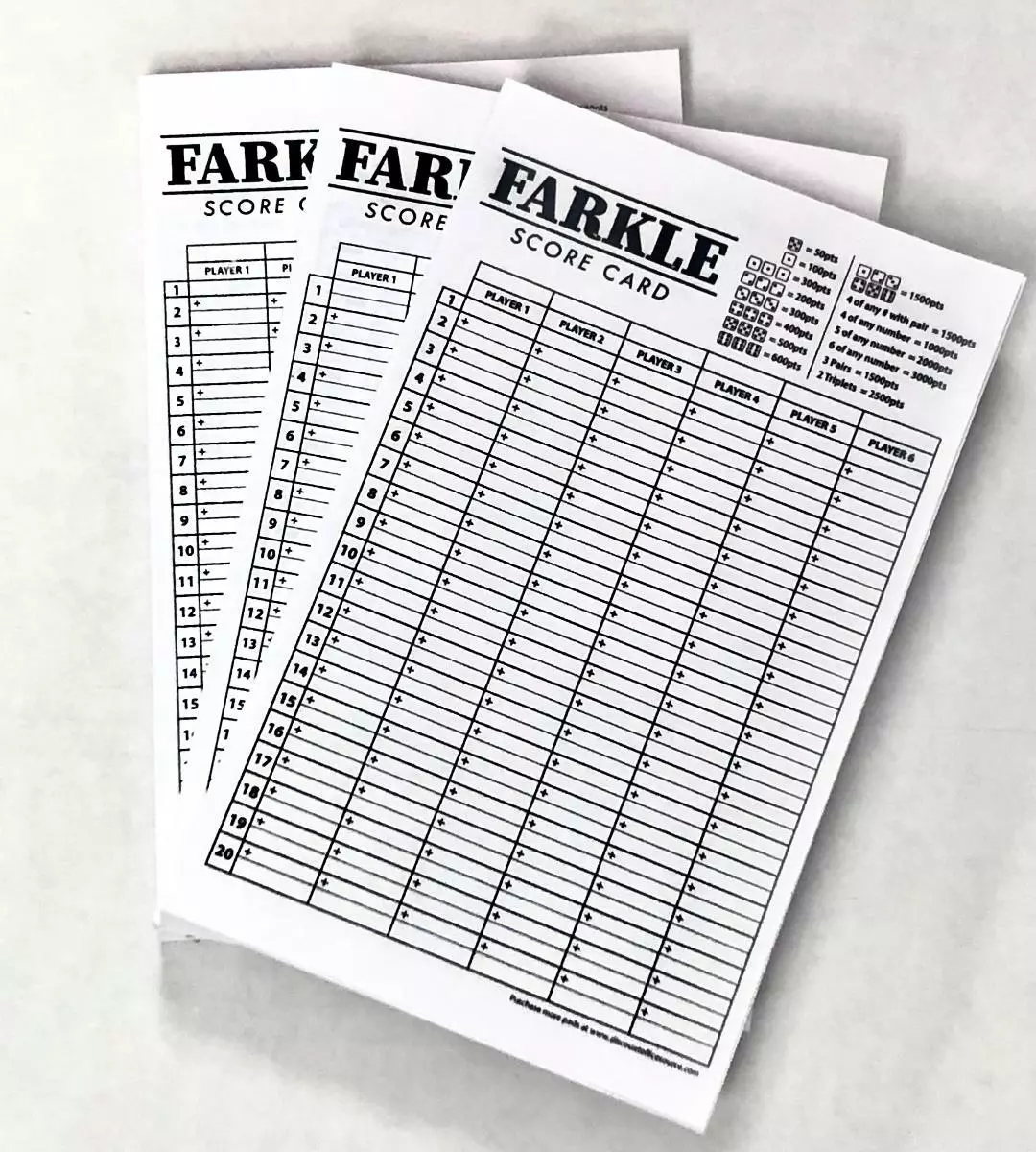 Printable Score Charts for Games