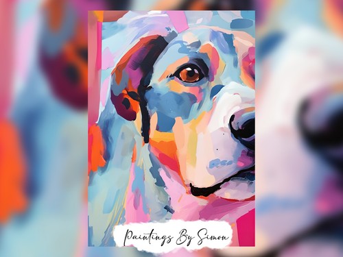 Colorful Abstract Dog, Oil Painting Print 5"x7" on Matte Paper - Picture 4 of 7