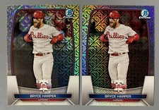 2- 2023 Bowman Chrome Bryce Harper Mega Box Mojo Refractor #24 Phillies