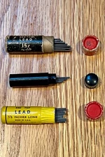 (3) Antique Pencil Lead Mini Cannisters w/ Lead refills, Eversharp Red Top Brand