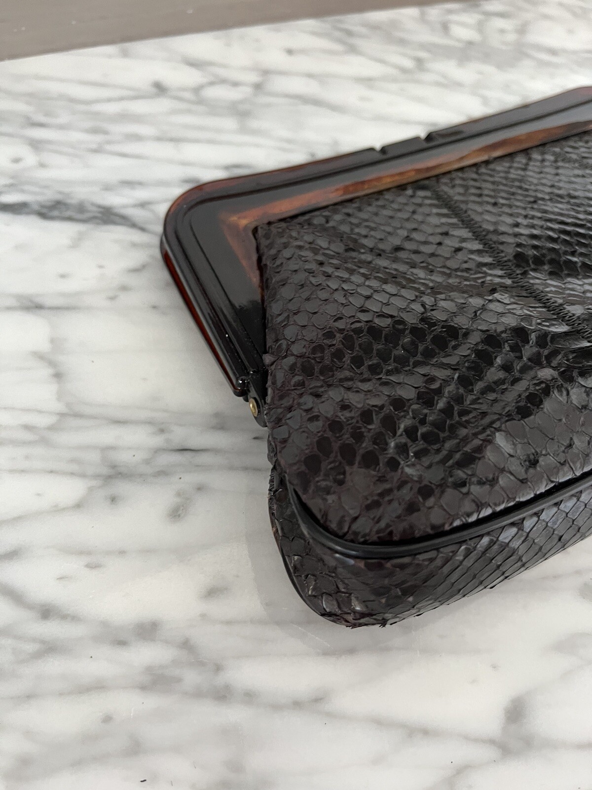 Margolm Black Python Snakeskin Tortoise Bakelite … - image 5