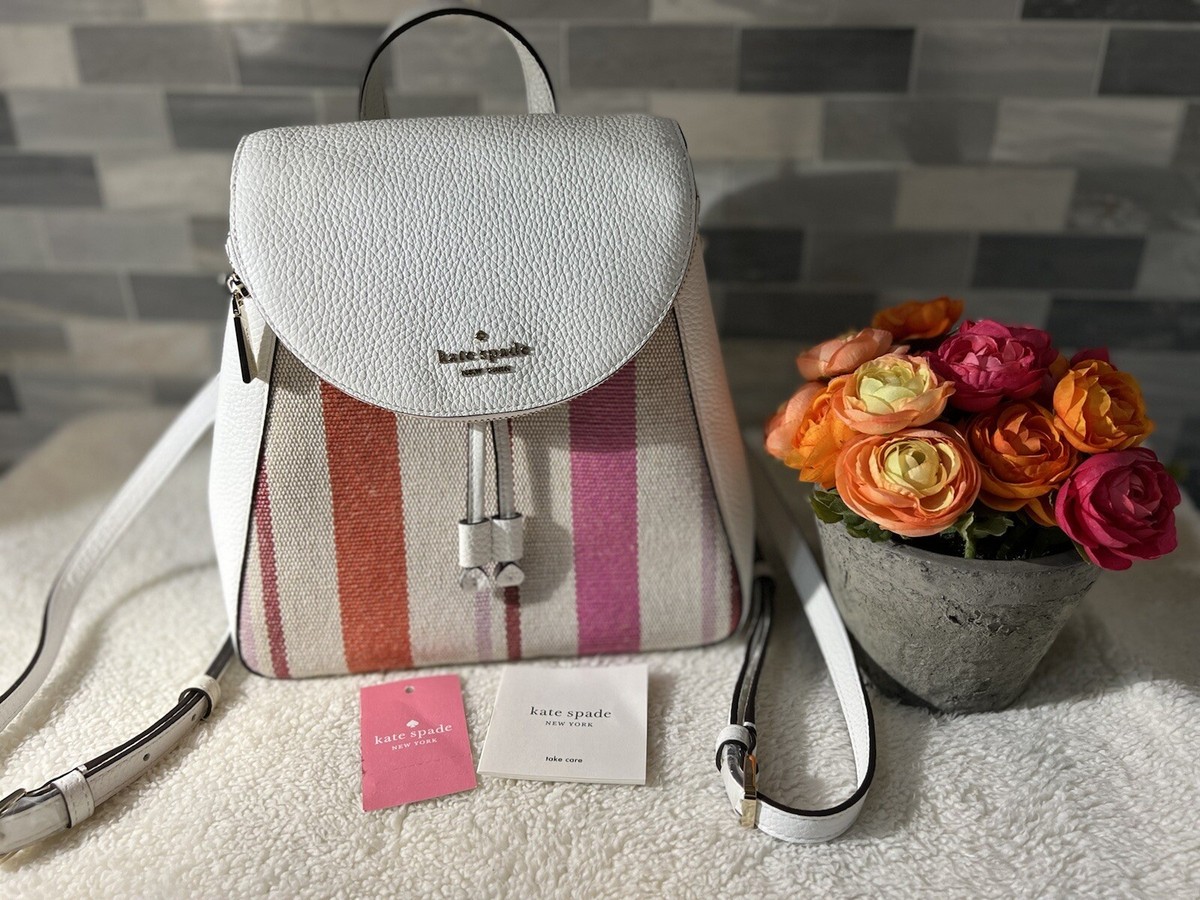 ♠️ kate spade ♠️ Leila Colorblock Pebbled Leather Medium Flap Backpack, Beige Kate Spade Leila Colorblock Pebbled Leather Medium Backpack  main image 2