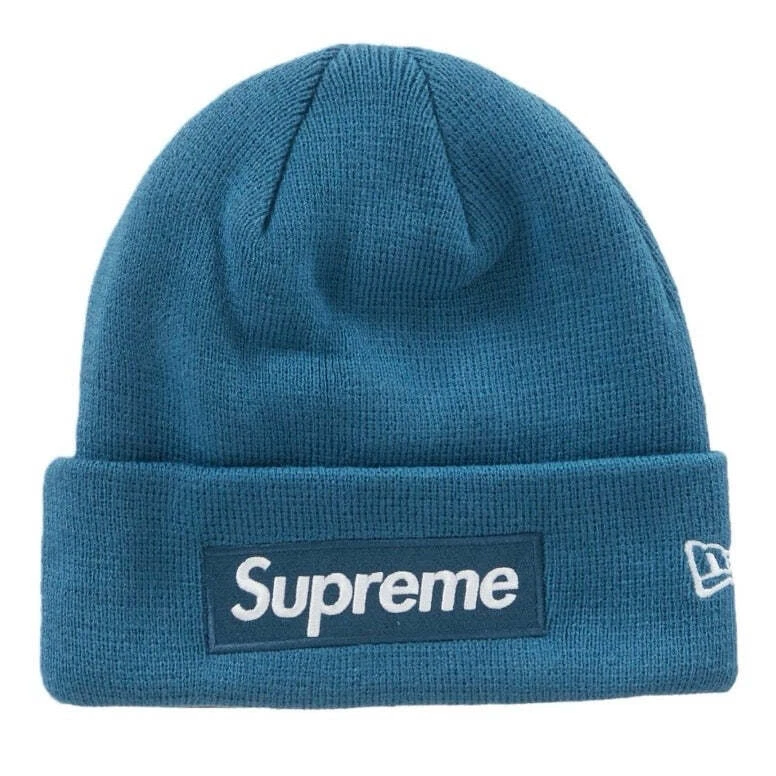 Boîte Supreme New Era logo Beanie (FW23) bleu