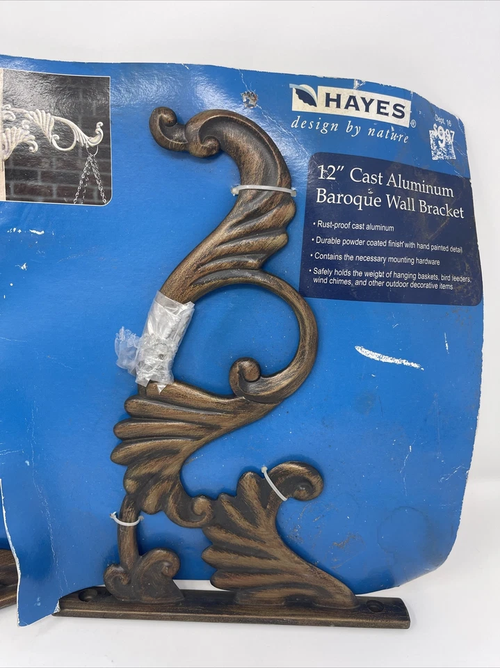 2x Hayes 12" Cast Aluminum Baroque Wall Bracket #22530 - Изображение 2 из 4