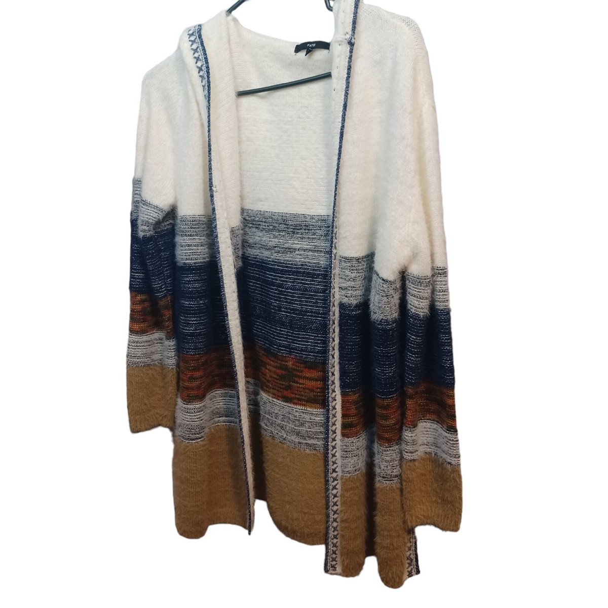 FATE Siena Stitch Detailed Hooded Duster Cardigan Sweater Cozy