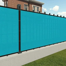 Outdoor Privacy Mesh Fence Screen Cover 8 ft Tall Zip-Ties Included Turquoise