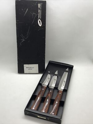 VTG Proline 440 Professional Cutlery 3PC Kitchen Knife Set w Wooden Handles MINT