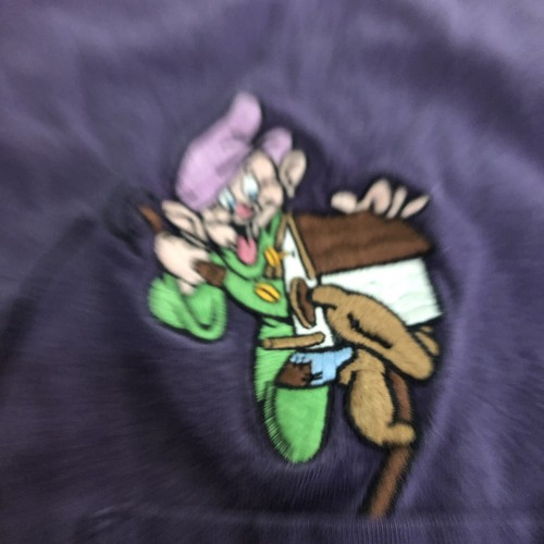 Vintage Disney Store XL 7 Dwarves Purple Embroidered Long Sleeve Shirt XL - Picture 6 of 8