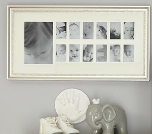 Pottery Barn Kids First Year Silver Leaf Frame With Inserts New In
