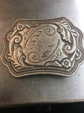 Southwestern Floral Design Silver Decorative Cowboy Belt Buckle
