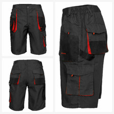 Grey Red Shorts Cargo Work Builder Trousers Multi Pockets For Men Waist 28-42