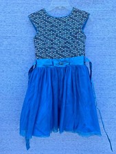 SALE @ JONA MICHELLE Mermaid Sequin Taffeta Aqua Marine Blue Dress Sz 10 ❤️tb9j3