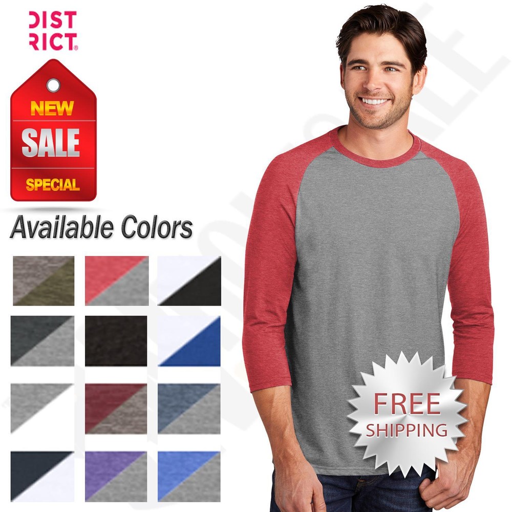Stylish District Mens 3/4 Sleeve Raglan Tri T-Shirt DM136