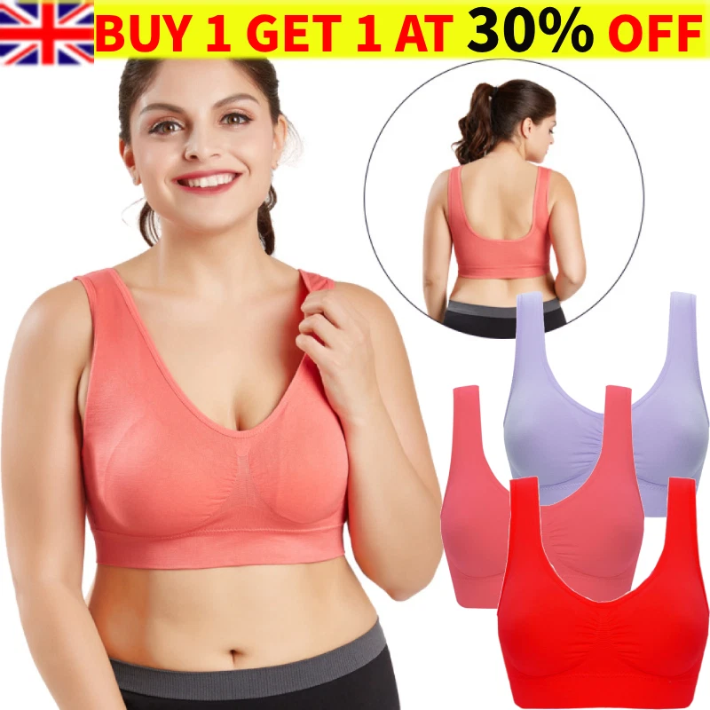 Plus Size Womens Seamless Sport Bras Crop Top Vest Comfort Stretch Unpadded  Bra