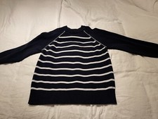 Ladies Navy And White Striped Cotton Jumper