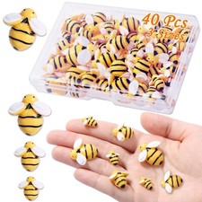 MIKIMIQI 40 Pcs Tiny Resin Bees Decor Bumble Bee Embellishment Resin Bees Cra...